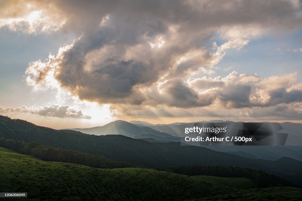 Scenic landscape at sunset, Susaki, Japan