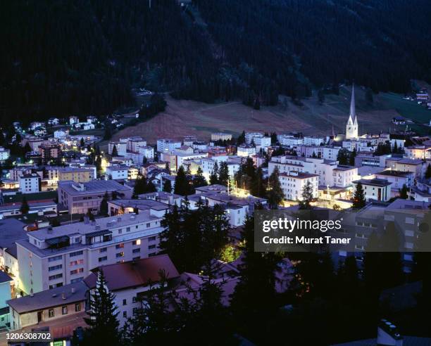 ski resort town in switzerland - davos switzerland stock pictures, royalty-free photos & images