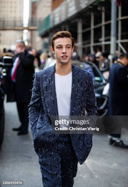 Cameron Dallas is seen outside Michael Kors during New York Fashion Week Fall / Winter 2020 on February 12, 2020 in New York City.