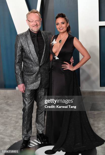 Jared Harris and Allegra Riggio attend the 2020 Vanity Fair Oscar Party hosted by Radhika Jones at Wallis Annenberg Center for the Performing Arts on...