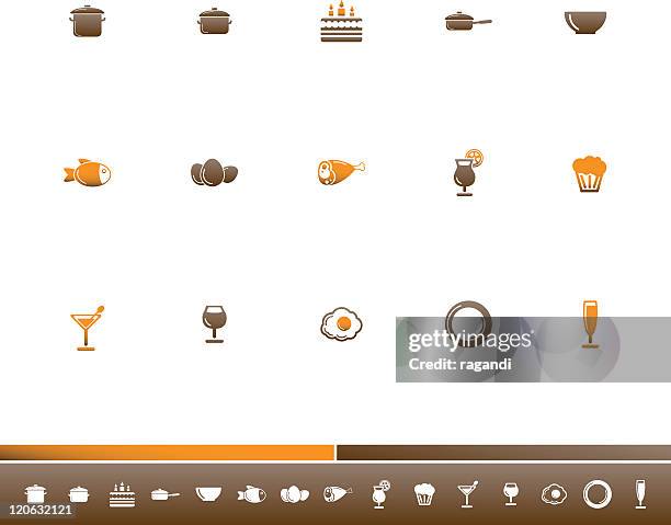 food and drink icons | orange brown - ham plate stock illustrations