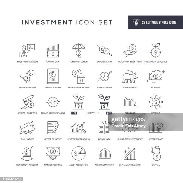 stockillustraties, clipart, cartoons en iconen met pictogrammen voor bewerkbare lijn - finance icon