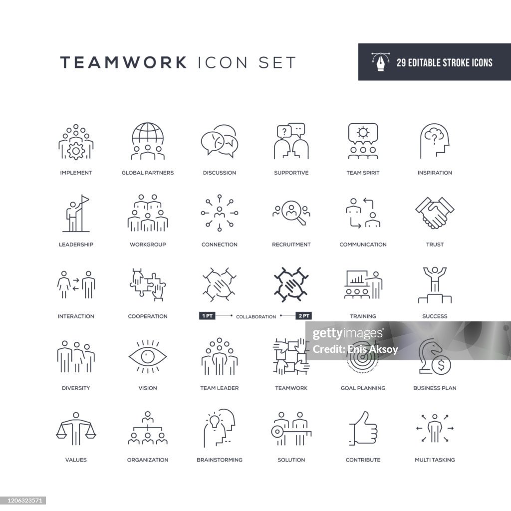 Teamwork Editable Stroke Line Icons