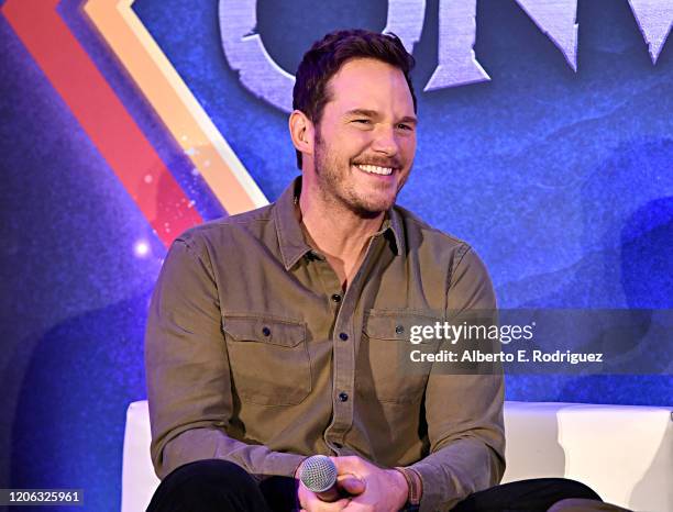 Actor Chris Pratt as seen at Disney/Pixar's ONWARD Global Press Conference at SLS Hotel on February 14, 2020 in Beverly Hills, California.