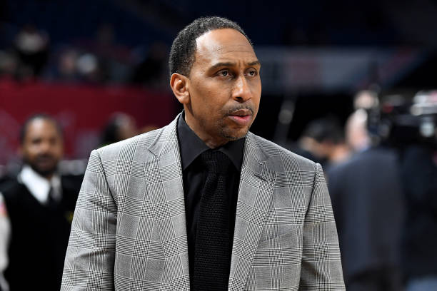 Head coach Stephen A. Smith of Team Stephen A. Looks on before the 2020 NBA All-Star Celebrity Game Presented By Ruffles at Wintrust Arena on...