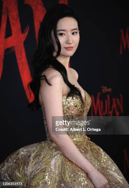 Yifei Liu arrives for the Premiere Of Disney's "Mulan" held at Dolby Theatre on March 9, 2020 in Hollywood, California.
