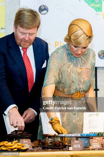 King Willem-Alexander of The Netherlands and Queen Maxima of The Netherlands visit Pipiltin chocolate factory on March 10, 2020 in Jakarta,...