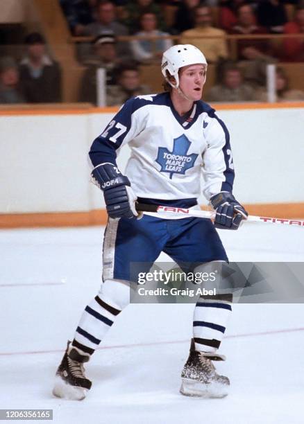 Darryl Sittler of the Toronto Maple Leafs Leafs skates against the Buffalo Sabres during NHL game action on November 28, 1981 at Maple Leaf Gardens...