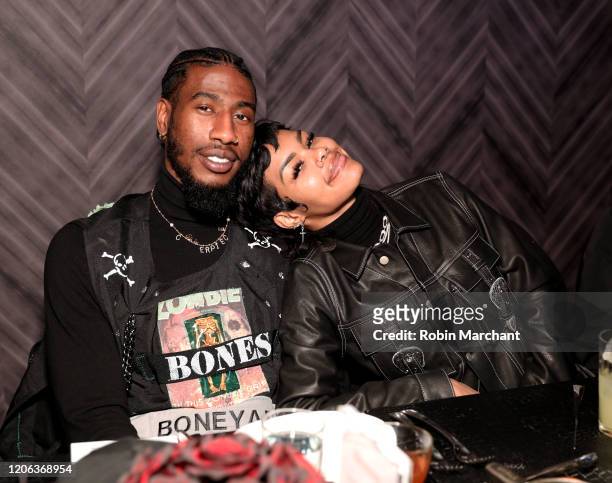 Iman Shumpert and Teyana Taylor attend The Compound and Luxury Watchmaker Roger Dubuis Hosts NBA All-Star Dinner at STK Chicago on February 14, 2020...