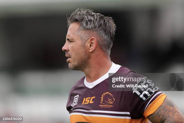 Corey Parker of the Broncos looks on during Day 2 of the 2020 NRL Nines at HBF Stadium on February 15, 2020 in Perth, Australia.