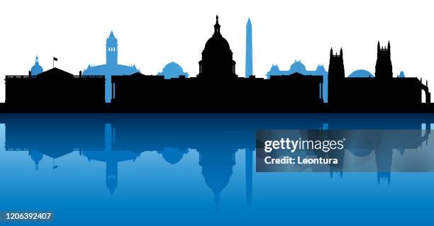 washington dc (all buildings are complete and moveable) - washington dc skyline vector stock illustrations