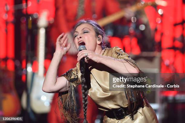 Catherine Ringer performs during the 35th 'Les Victoires De La Musique' Show At La Seine Musicale on February 14, 2020 in Boulogne-Billancourt,...