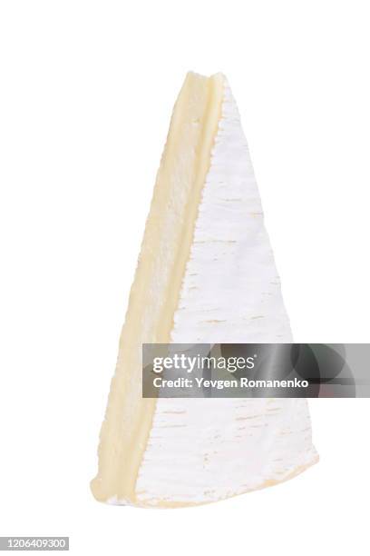 brie cheese isolated on white background - brie stock-fotos und bilder