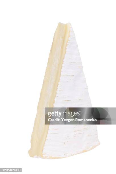 brie cheese isolated on white background - camambert bildbanksfoton och bilder