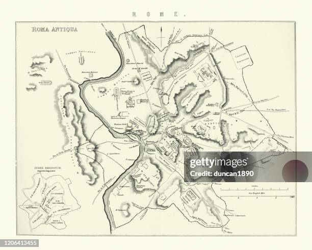 illustrazioni stock, clip art, cartoni animati e icone di tendenza di mappa dell'antica roma, roma antiqua - archeologia