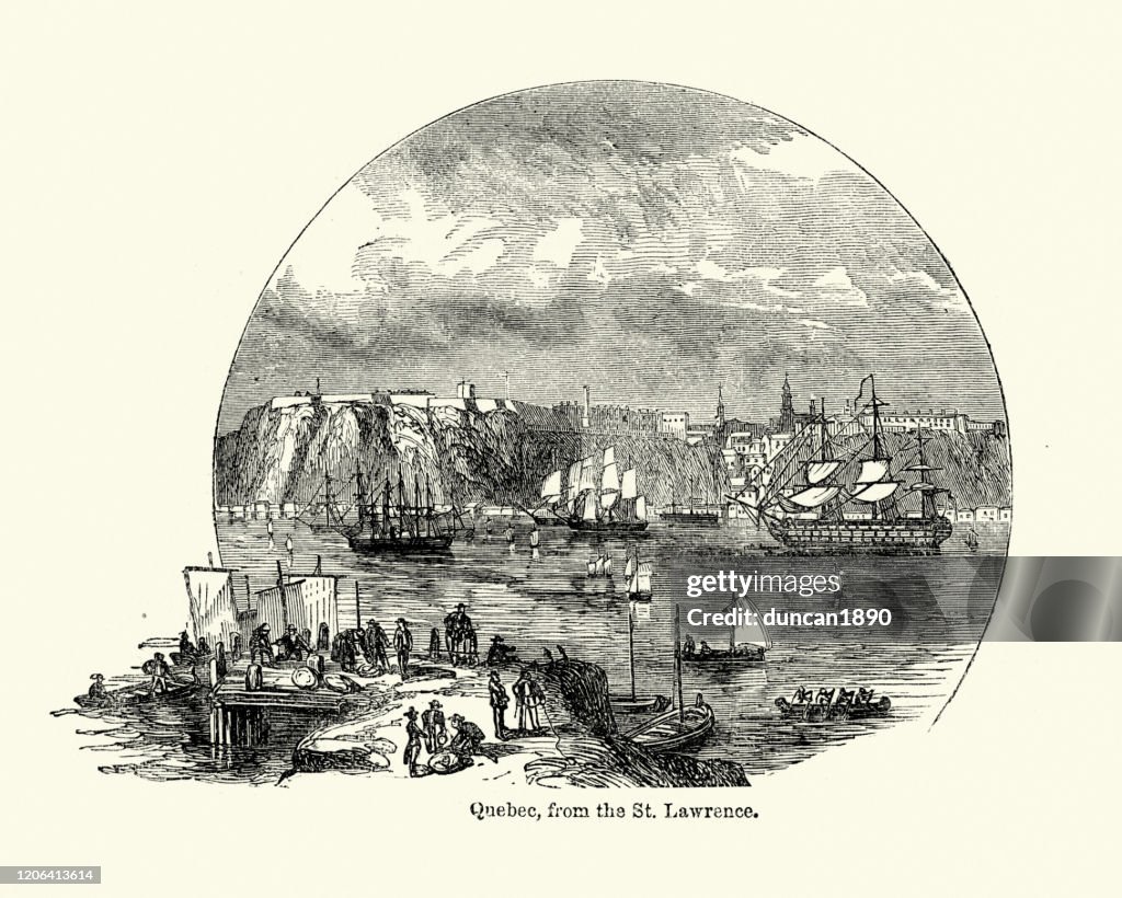 View of Quebec, Canada from St Lawrence river, 19th Century