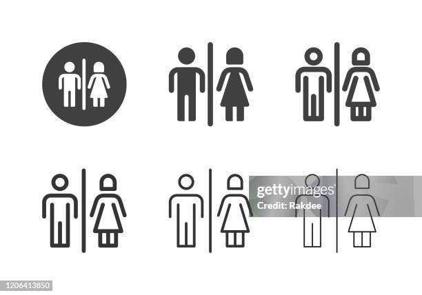 toiler sign icons - multi series - domestic bathroom stock illustrations