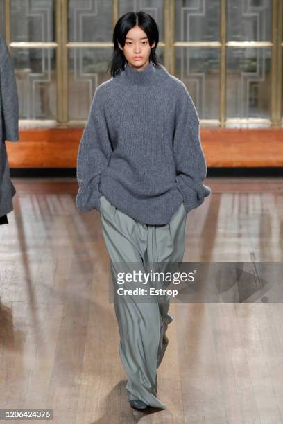England – February 15: A model walks the runway at the Petar Petrov show during London Fashion Week February 2020 at the Royal Institute of British...