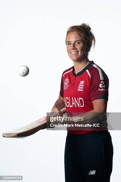 Lauren Winfield poses during the England 2020 ICC Women's T20 World Cup headshots session at Adelaide Oval on February 15, 2020 in Adelaide,...