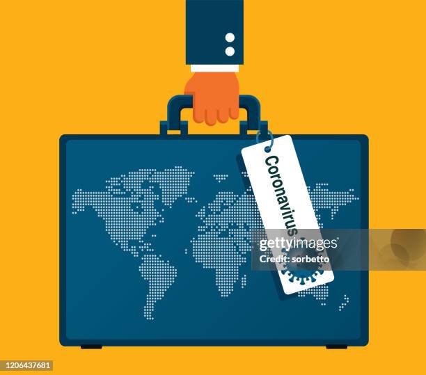 coronavirus - suitcase - luggage sticker stock illustrations