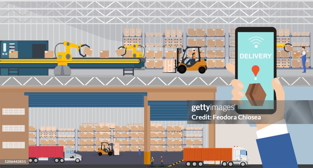 Loading Dock Vector Vector Of A Warehouse And Automated Loading Dock Managed Via App On A ...