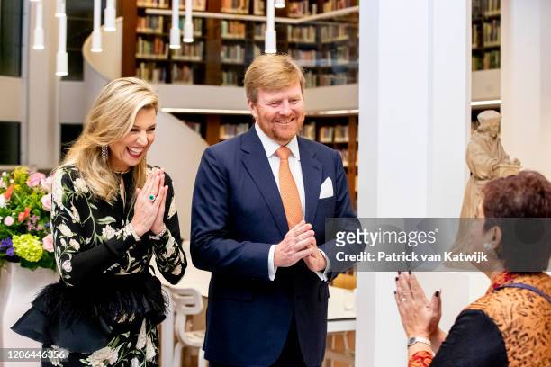 King Willem-Alexander of The Netherlands and Queen Maxima of The Netherlands during the meeting with the Dutch Society and the opening of the Photo...