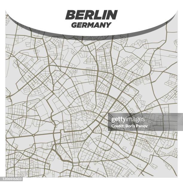 stockillustraties, clipart, cartoons en iconen met moderne en creatieve flat city street kaart van berlijn duitsland - berlijn