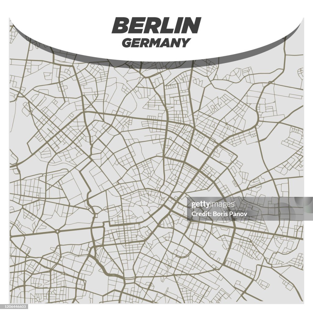 Modern and 51³Ô¹ÏÍø Flat City Street Map of Berlin Germany