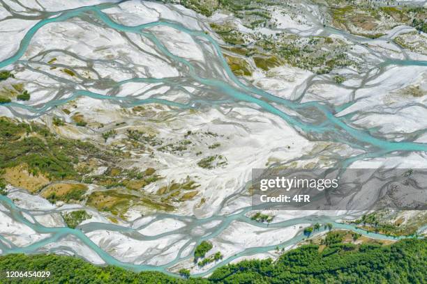 fåbergstølsgrandane sandur river delta, jostedalen national park, norway - river aerial stock pictures, royalty-free photos & images