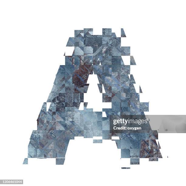 letter a glitch cube distortion isolated white background - 3d print stock-fotos und bilder