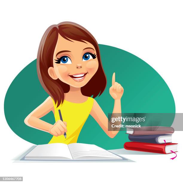girl writes - adults learning stock illustrations