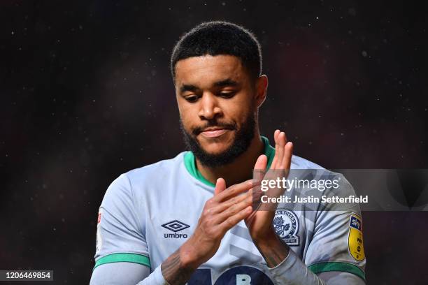 Dominic Samuel of Blackburn Rovers claps the fans during the Sky Bet Championship match between Charlton Athletic and Blackburn Rovers at The Valley...