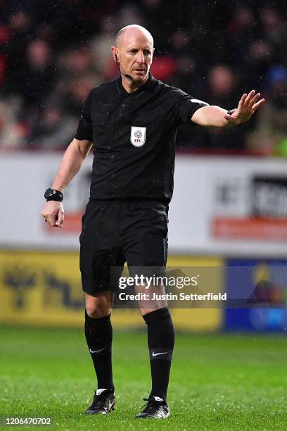 Referee, Andy Davies reacts during the Sky Bet Championship match between Charlton Athletic and Blackburn Rovers at The Valley on February 15, 2020...