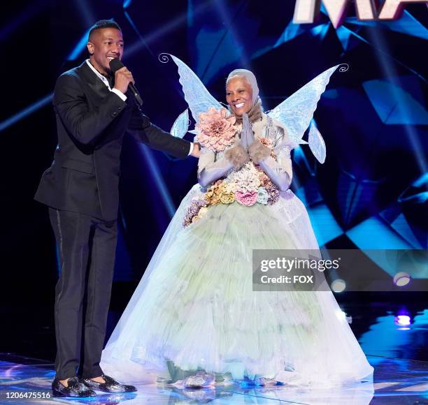 Host Nick Cannon and Dionne Warwick in the Mask-Matics: Group B Playoffs episode of THE MASKED SINGER airing Wednesday, Feb. 26 on FOX.