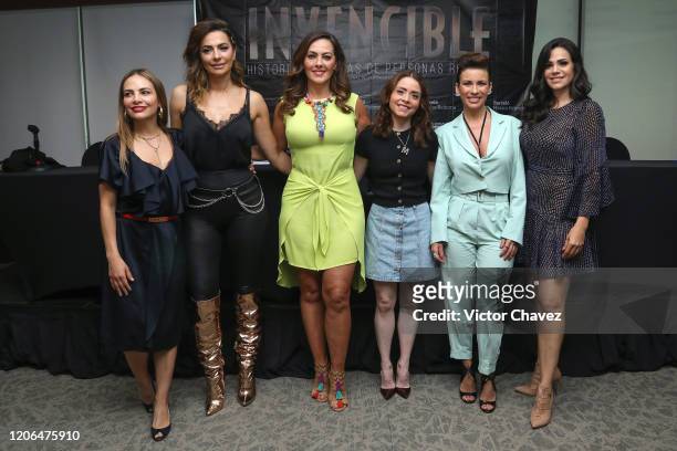Fabiola Campomanes, Cecilia Galliano, Veronica del Castillo, Maryfer Centeno, Ingrid Coronado and Luz Elena Gonzalez attend a press conference to...