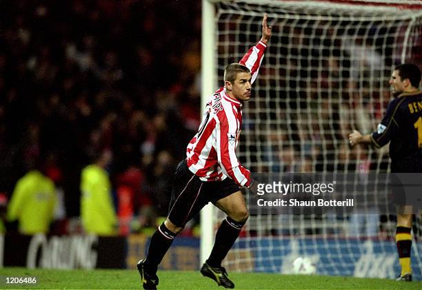 Kevin Phillips of Sunderland celebrates a goal during the FA Carling Premier League match against Southampton played at the Stadium of Light in...