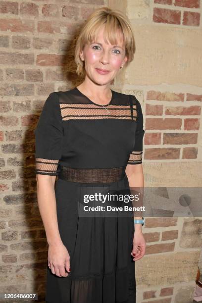 Lisa Dillon attends the press night after party for "Blithe Spirit" at The Cafe at the Crypt on March 10, 2020 in London, England.