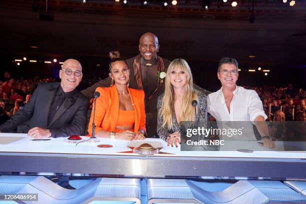 The Champions Finale Results" Episode 207 -- Pictured: Howie Mandel, Alesha Dixon, Terry Crews, Heidi Klum, Simon Cowell --