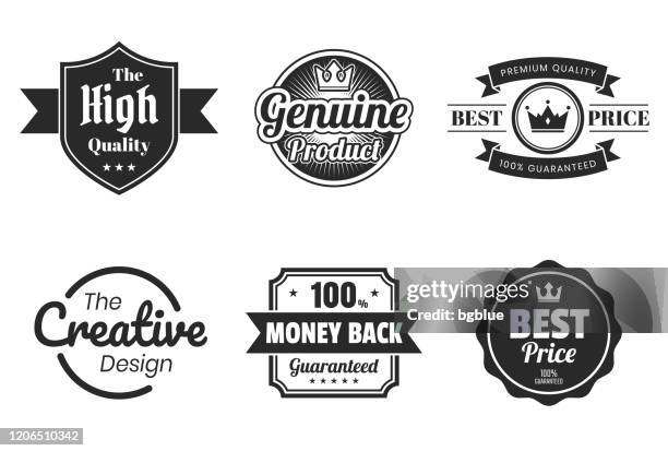set of black badges and labels - design elements - reliability stock illustrations