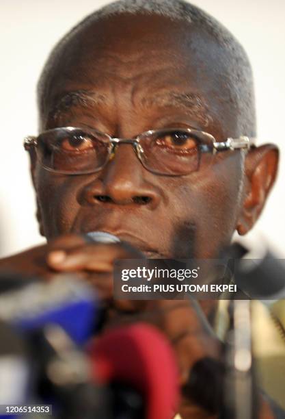 Chairman of the electoral commission Dr. Kwadwo Afari-Gyan announces the final results of the presidential elections at the commission's headquaters...