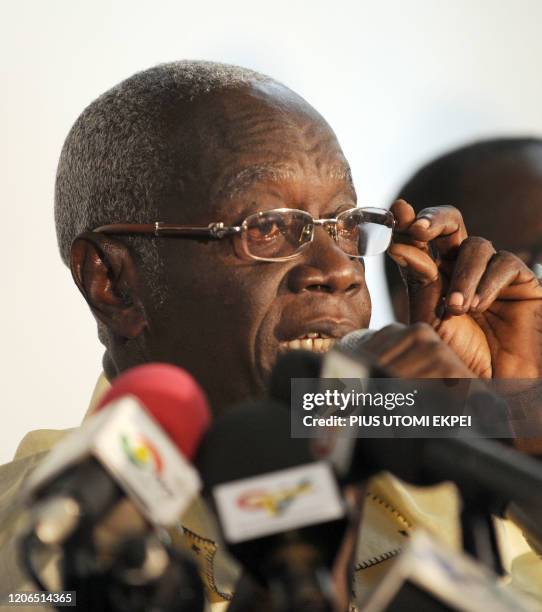 Chairman of the electoral commission Dr. Kwadwo Afari-Gyan announces the final results of the presidential elections at the commission's headquaters...