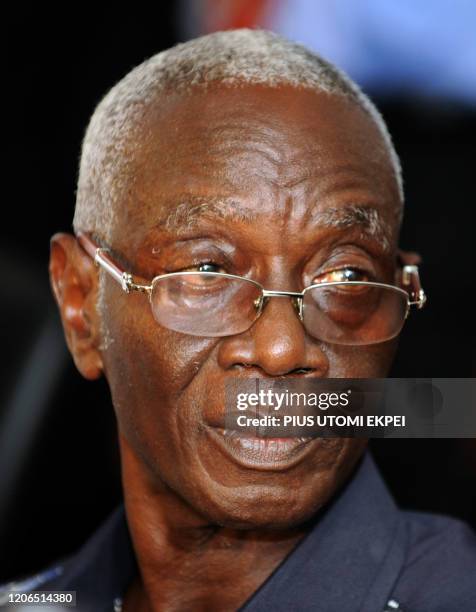 Electoral Commission chairman Kwadwo Afari-Gyan speaks on the result of the run-off presidential election at the commission's headquaters in Accra on...