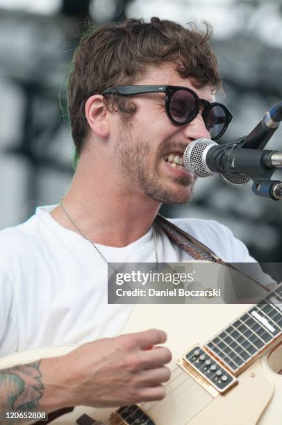 John Gourley of Portugal. The Man performs on stage during Lollapalooza Festival 2011 at Grant Park on August 7, 2011 in Chicago, United States.