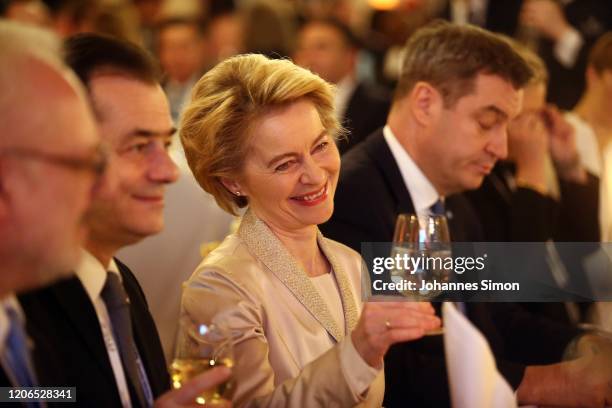 Ursula von der Leyen , president of the European commission of attends the state dinner in the Munich royal residence during the 2020 Munich Security...