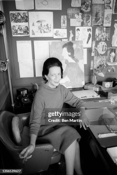 Diana Vreeland , Fashion Editor of Harper's Bazaar, in her office, May 1, 1963.