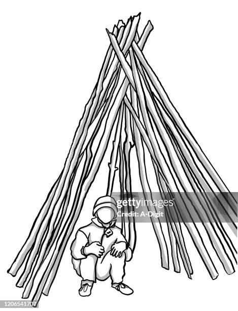 boy scout - sheltering stock illustrations