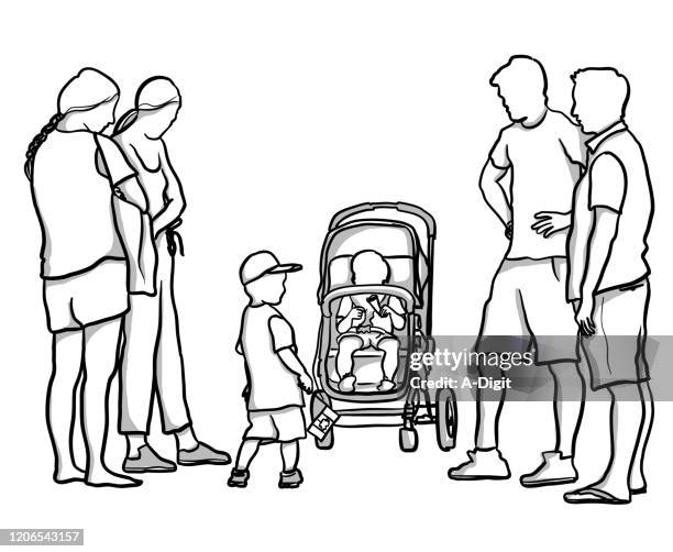 family at summer festivities - family park stock illustrations