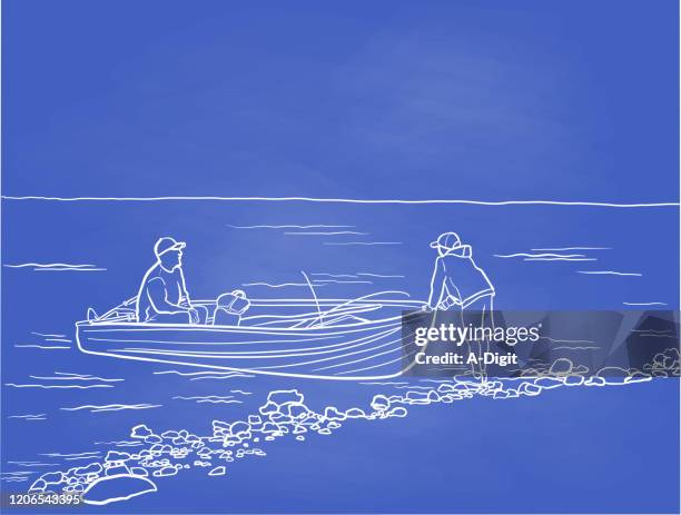 fishing for fun - fish monger stock illustrations