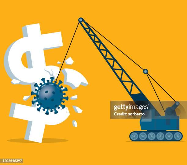 dollar-symbol - währungskrise - abrissbirne stock-grafiken, -clipart, -cartoons und -symbole