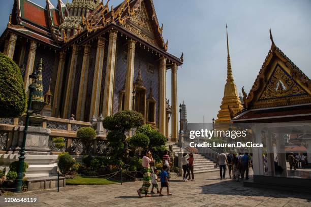 Almost empty pathways at The Grand Royal Palace, one of Thailand's most popular tourist attractions, on March 11, 2020 in Bangkok, Thailand....